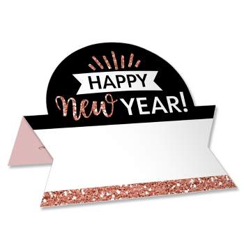 Big Dot of Happiness Rose Gold Happy New Year - New Years Eve Party Tent Buffet Card - Table Setting Name Place Cards - Set of 24