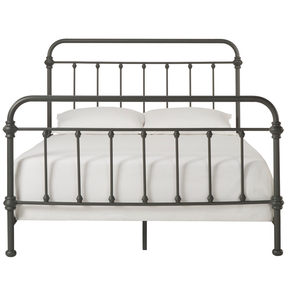 Photos - Bed King Tilden Metal  Gray - Inspire Q: Vintage Style, Rounded Accents, Wood Slates Support