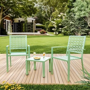 3 Piece Outdoor Patio Table and Chairs Set, Coffee Table Balcony Furniture Sets for Apartments, Outside Dining Sets for Backyard/ Porch/ Deck - 1 of 4