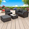 5-Piece Patio Furniture Set with PE Wicker Furniture set, Tempered Glass Table, Cushions with Zipper,Outdoor Furniture set - 3 of 4