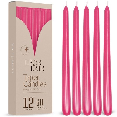 Leor & Lair Taper Candles - 12 Pack - 10" Tall Candlesticks for Dinner, Home Decor, Holiday, Wedding
