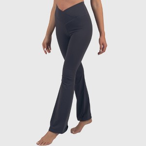 Alpine Swiss Leila Womens Flare Leggings High Waisted Crossover V Waist Buttery Soft Tummy Control Yoga Pants Not See Through Workout Bootcut Tights - 1 of 4