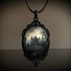 Gothic Bat Glass Pendant Necklace With Rope Chain For Punk Witch Victorian Jewelry Accessories - 3 of 4