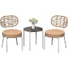 3Pcs Wicker Patio Bistro Furniture Set with 2 Rattan Chairs and 1 Glass-Top Coffee Table for Balcony, Garden, Lawn or Backyard, Outdoor Cafe - 2 of 4