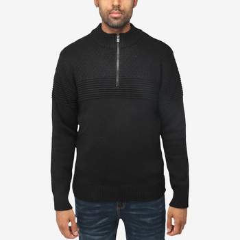 X RAY Men's Quarter Zip Sweater, Slim Fit Knitted Mock Neck Long Sleeve Pullover Top