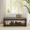 Accent Bench with Lower Shelf Shoe Rack, Padded Seating Bench, Modern Compact Bed End Bench with Storage - 3 of 4