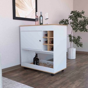 Vynxaria Farmhouse Coffee Bar Wine Cabinet - 68.9" Kitchen Buffet, Versatile Storage, Durable Construction - 1 of 4