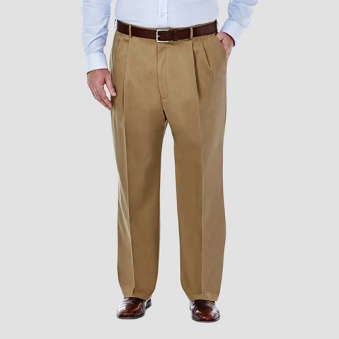 Haggar Men's Big & Tall Pnik Classic Fit Pleat Front Casual Pants ...