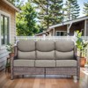 POCASSY 6" Thick Cushion High Back Outdoor Wicker Patio Sofa, All Weather Wicker Furniture 3-Seater Sofa Patio Couch for Porch - 3 of 4