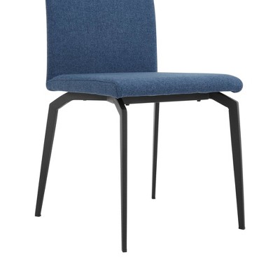 Elevated Blue Fabric & Sleek Metal Modern Dining Chairs - Set of 2