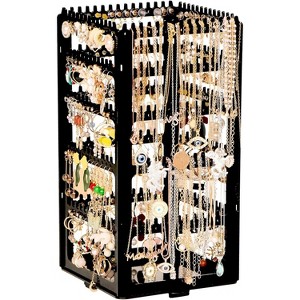 360° Rotating 5-Tier Earring Organizer, Acrylic Stand with 228 Holes & 232 Grooves for Studs & Chains - 1 of 4