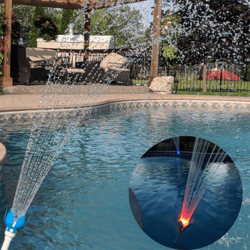 Magic Pool Fountain Multicolor LED Water Powered Swimming Pool Fountain w/Color Changing Light Bulb, Pool Jet Powered No Electricity, Red, Green, Blue, 1 of 7