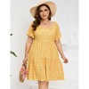 LXT- Women's Plus Size Square Neck Ruffle Sleeve Flowy Floral Summer Midi Dress with Pockets - 2 of 4