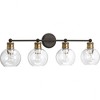 Progress Lighting Hansford 4-Light Bath Vanity Fixture, Antique Bronze, Clear Spherical Shade - 3 of 4