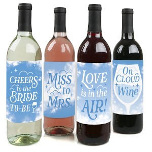 Big Dot of Happiness On Cloud 9 - Bridal or Bachelorette Party Decorations for Women and Men - Wine Bottle Label Stickers - Set of 4 - 1 of 4