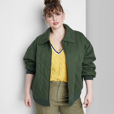 Women's Oversized Woven Quilted Bomber Jacket - Wild Fable™