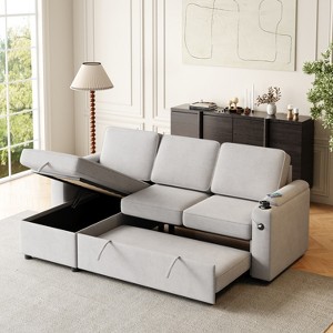 GDFStudio Sheila Multi-Functional 85.8" Fabric Convertible Sofa Bed with Storage - 1 of 4