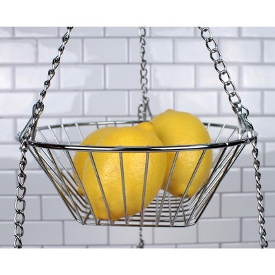 Industrial Silver 3-Tier Steel Hanging Storage Basket