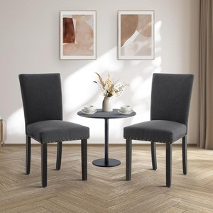 Dining Chairs Set of 2 Upholstered Parsons Diner Room Chair Sets Fabric Kitchen Chairs with Nailhead Trim/Sturdy Wood Legs and Padded Cushion - 1 of 4