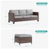 Sonkuki Outdoor 3-Seater Patio Sofa Set Furniture Set Brown/Gray Wicker Rattan with Cushions, Ottomans - 2 of 4