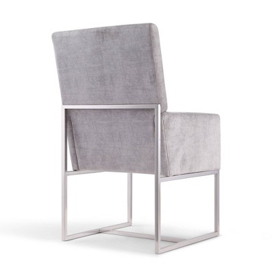 Luxurious Gray Velvet Upholstered High-Back Armchair with Metal Frame