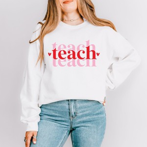 Simply Sage Market Teach Stacked With Hearts Sweatshirt - 1 of 4