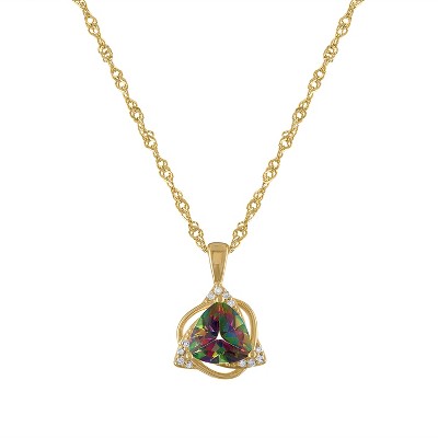 Designs By Gioelli 14K Gold Over Sterling Silver Mystic Topaz And Diamond Pendant