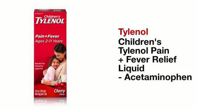 Children&#39;s Tylenol Dye-Free Pain + Fever Relief Liquid - Acetaminophen - Cherry - 4 fl oz, 2 of 10, play video