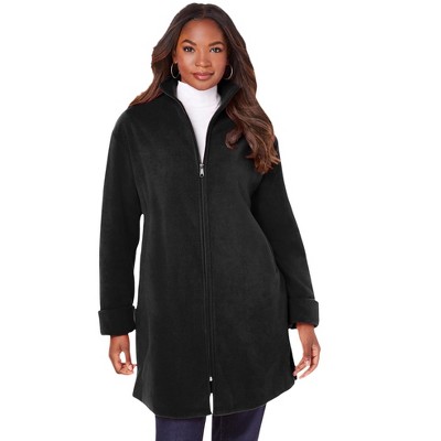 Roaman's Women's Plus Size Petite Plush Fleece Driving Coat