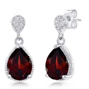Simona Sterling Silver, Garnet & White Topaz Gemstone Earrings - Red - 1 of 2