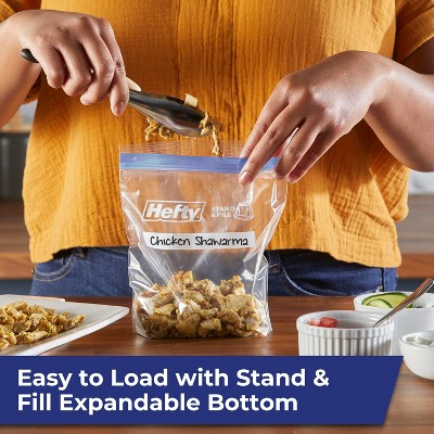 Hefty Quart Freezer Press to Close Food Storage Bags - 38ct