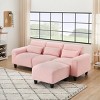 VYNXARIA The 84.6-inch pink teddy fleece creative sofa can be assembled into a two-seater sofa plus a single couch with three waist pillows - 2 of 4