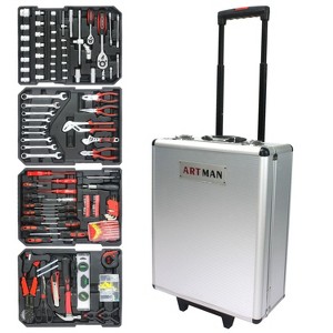Belatt 899 Piece Tool Set, Lockable Rolling Case, 4-Layer Wheeled Hand Tool Kit for Home Repair, Maintenance, DIY - Silver - 1 of 4