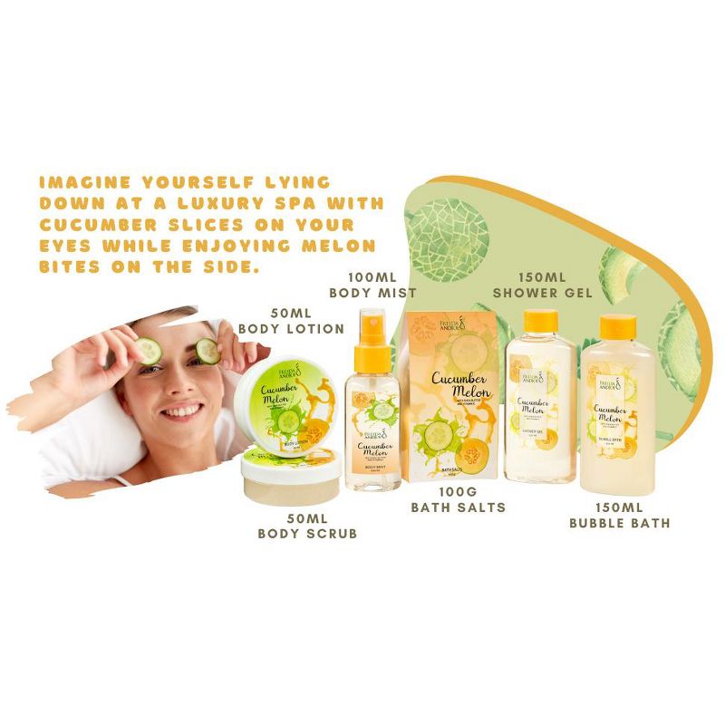 Freida & Joe  Fresh Cucumber Melon Fragrance Bath & Body Collection Basket Gift Set Luxury Body Care Mothers Day Gifts for Mom, 5 of 7