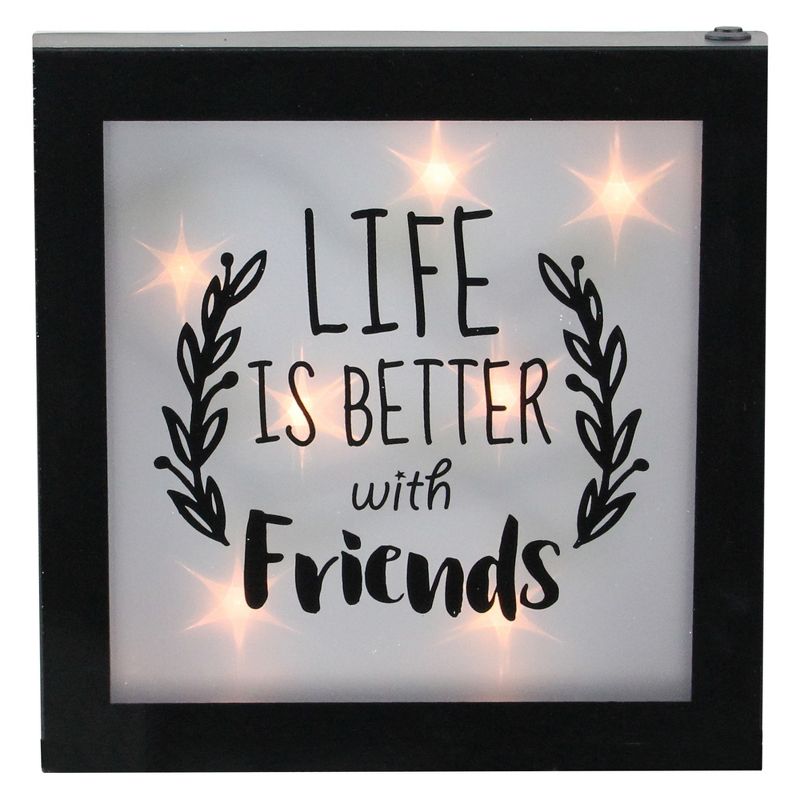 Northlight 9" B/O LED Lighted "Life is Better With Friends" Framed Wall Decor, 1 of 4