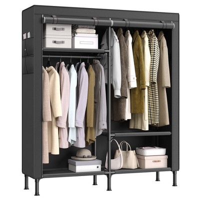 Black Heavy Duty Freestanding Portable Wardrobe Closet with Cover