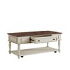 Luxystar Farmhouse Coffee Table with One Drawer, Lockable Wheels and Solid Wood Legs for Living Room, Walnut+White - 3 of 4