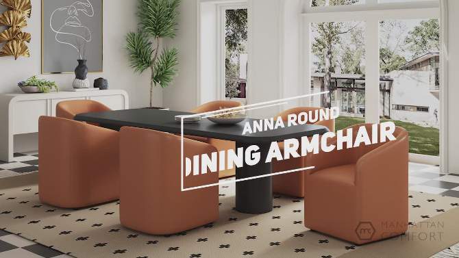 Anna Modern Round Faux Leather Dining Armchair - Manhattan Comfort, 2 of 11, play video