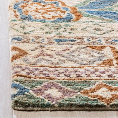 Bohemian Bleach and Gold Hand-Knotted Wool Area Rug 4' x 6'