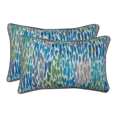 2pk Make it Rain Rectangular Outdoor Throw Pillow Cerulean Blue - Pillow Perfect