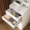TIRAMISUBEST 3-in-1 LED Vanity Makeup Desk w/Stool - 4 Drawers, Storage Cabinet & Bookshelf, White Compact Dressing Table - 3 of 4