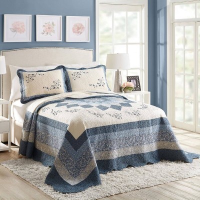 Modern Heirloom Queen Charlotte Bedspread Blue