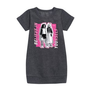 - Barbie - Believe In Yourself Graphic Short Sleeve Fleece Dress - 1 of 3