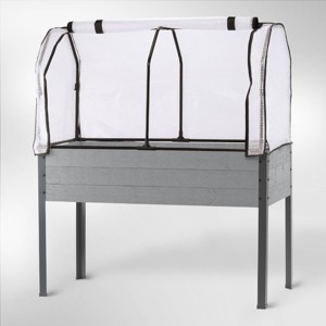 CedarCraft Elevated Spruce Planter: Outdoor Garden Bed with Greenhouse & Bug Cover, 21"x47"x30", Rectangular - 1 of 4