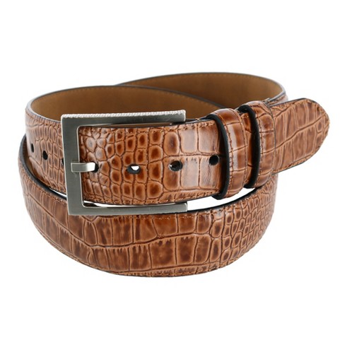 Greg Norman Men's Croco Print Leather Belt, 32, Brown : Target