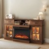 Farmhouse Black 58'' TV Stand For Tvs Up To 70'' With Electric Fireplace and Adjustable Shelves With Glass Door - 2 of 4