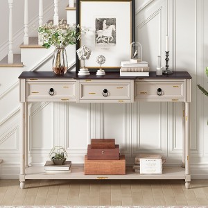 NicBex Retro Console Table for Entryway,Entryway Table with 3 Drawers & Long Bottom Shelf,Sofa Table for Living Room,Behind Couch,Hallway - 1 of 4