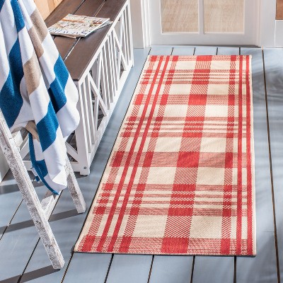 Red and Bone Rectangular Synthetic Easy Care Rug, 2' x 3'7"