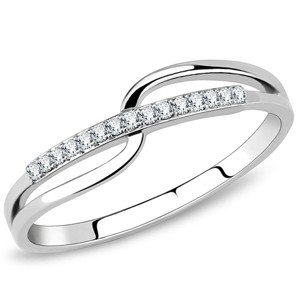 Slickblue Women's Polished Stainless Steel Eternity Ring with Clear CZ - Stackable Promise Ring, Size 5-10 - 1 of 4