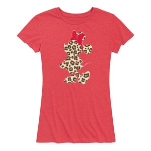 Women's - Disney - Minnie Mouse Leopard Print Silhouette Short Sleeve Graphic T-Shirt - 1 of 4